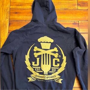 JOHNNY CUPCAKES ZIPUP HOODED JACKET SIZE XL NAVY BLUE